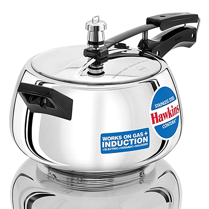 Hawkins Stainless Steel Contura Induction Compatible Inner Lid Pressure Cooker, 5 Litre